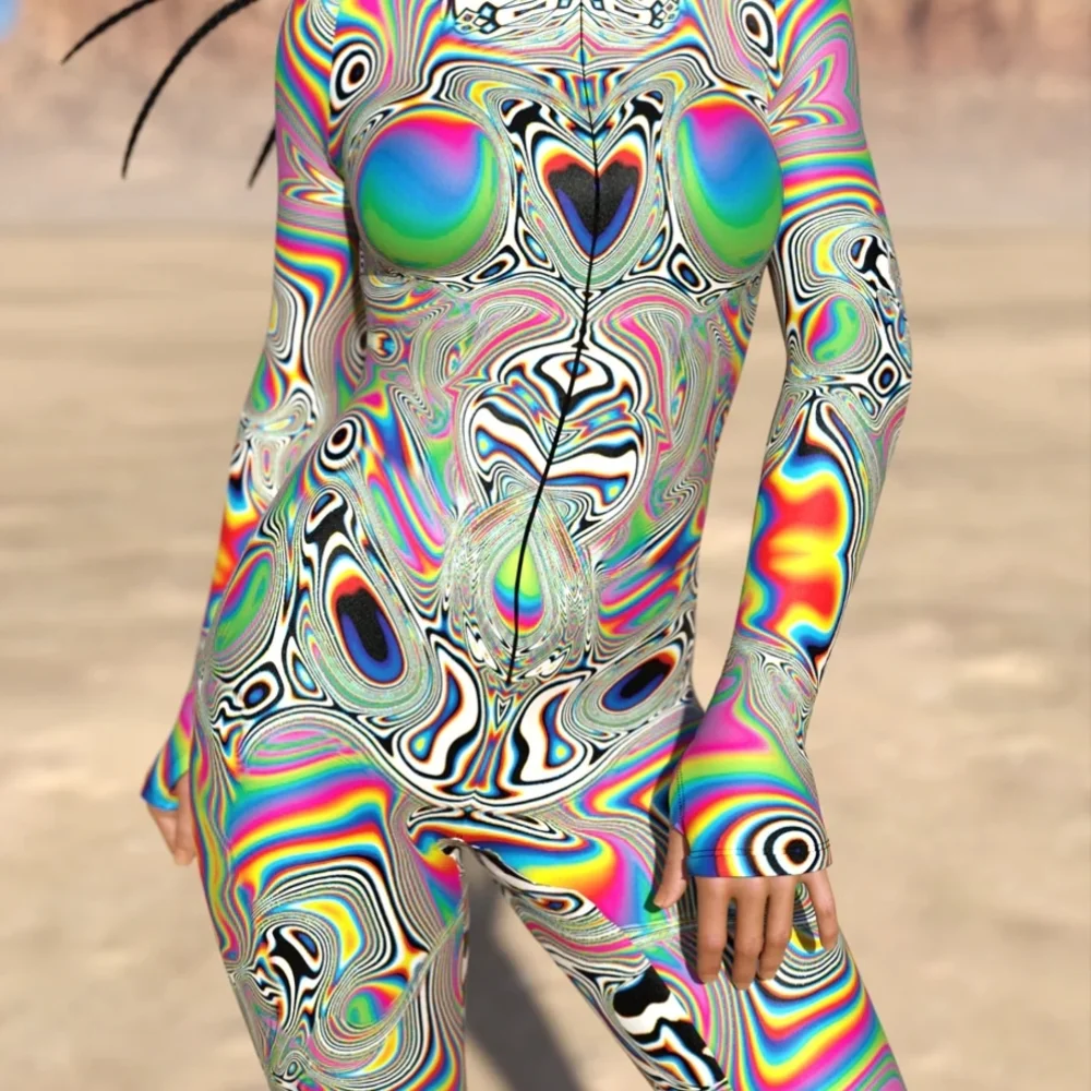Psychedelic Multicolor Full Body Catsuit Badinka - Picture 1 of 5
